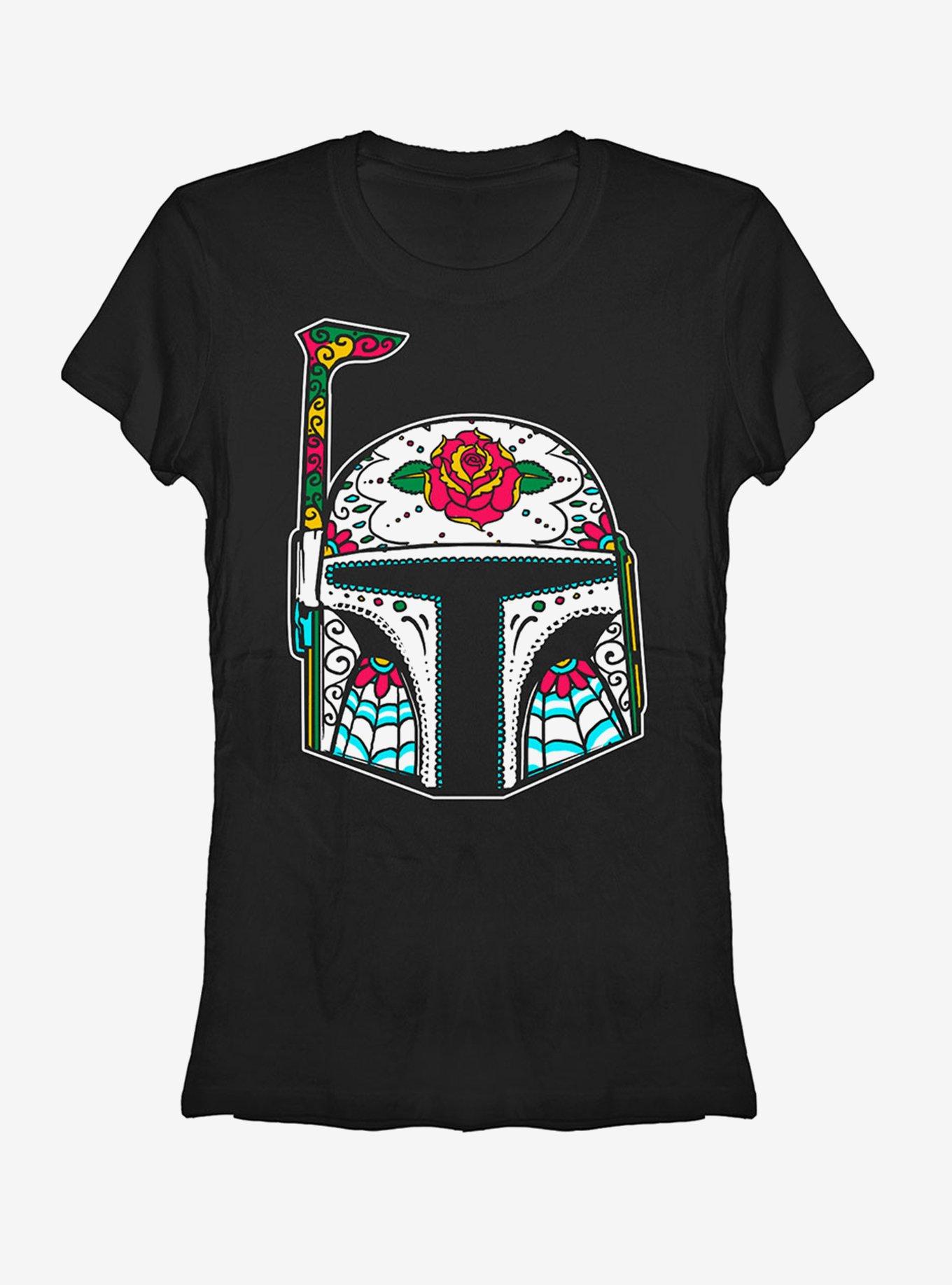Rose Sugar Skull Boba Fett Girls T-Shirt, BLACK, hi-res