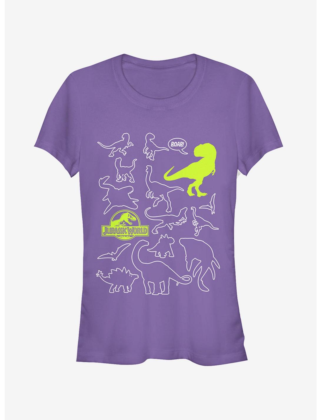 Jurassic World Fallen Kingdom Dinosaur Outline Girls T-Shirt, PURPLE, hi-res