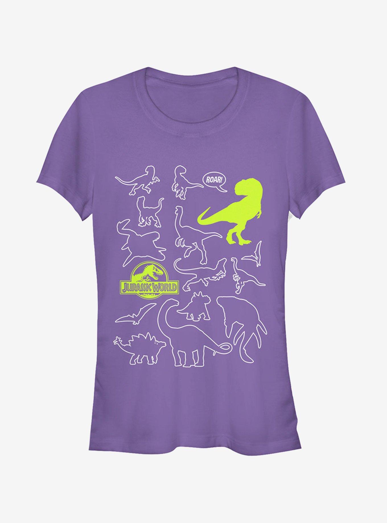 Jurassic World Fallen Kingdom Dinosaur Outline Girls T-Shirt, PURPLE, hi-res