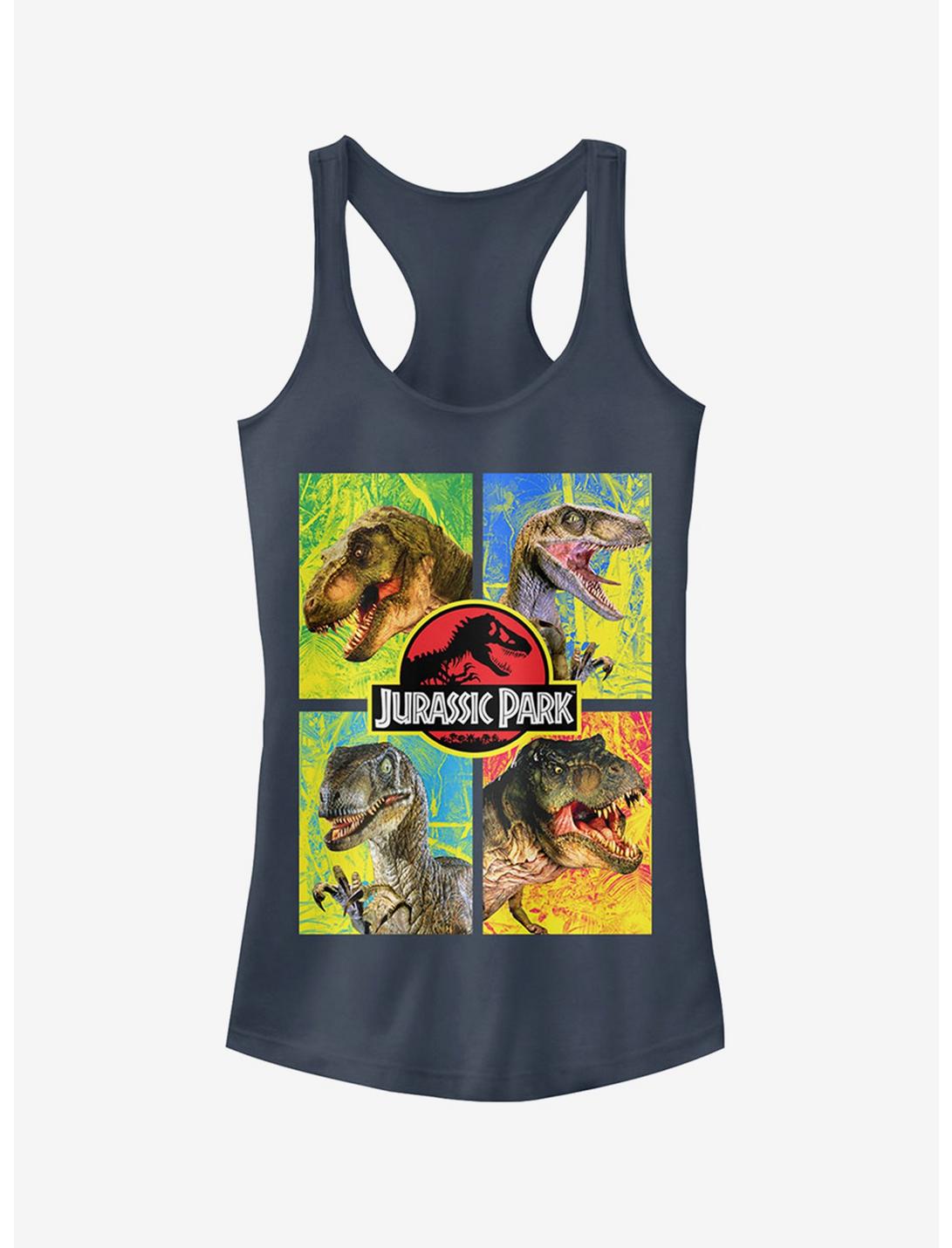 T. Rex and Velociraptor Girls Tank, INDIGO, hi-res
