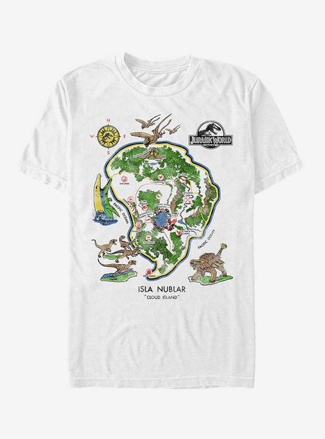 Isla Nublar Detail Map T-Shirt - WHITE | Hot Topic