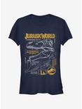 Jurassic World Fallen Kingdom T.Rex Scary Facts Girls T-Shirt, NAVY, hi-res