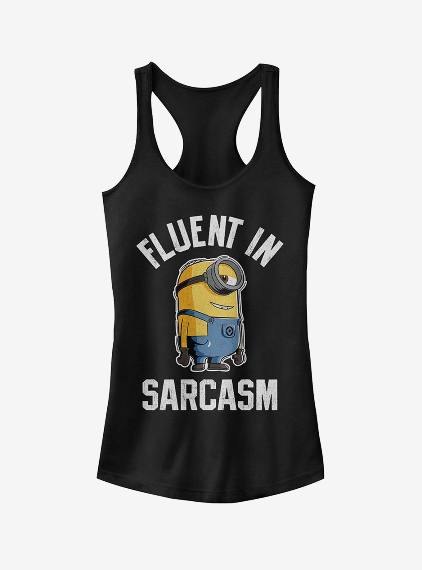 Minion Fluent in Sarcasm Girls Tank, BLACK, hi-res