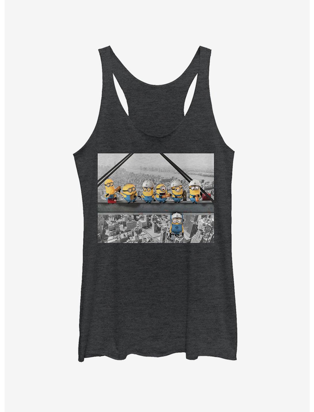 Minion Lunch Hang Out Girls Tank, BLK HTR, hi-res