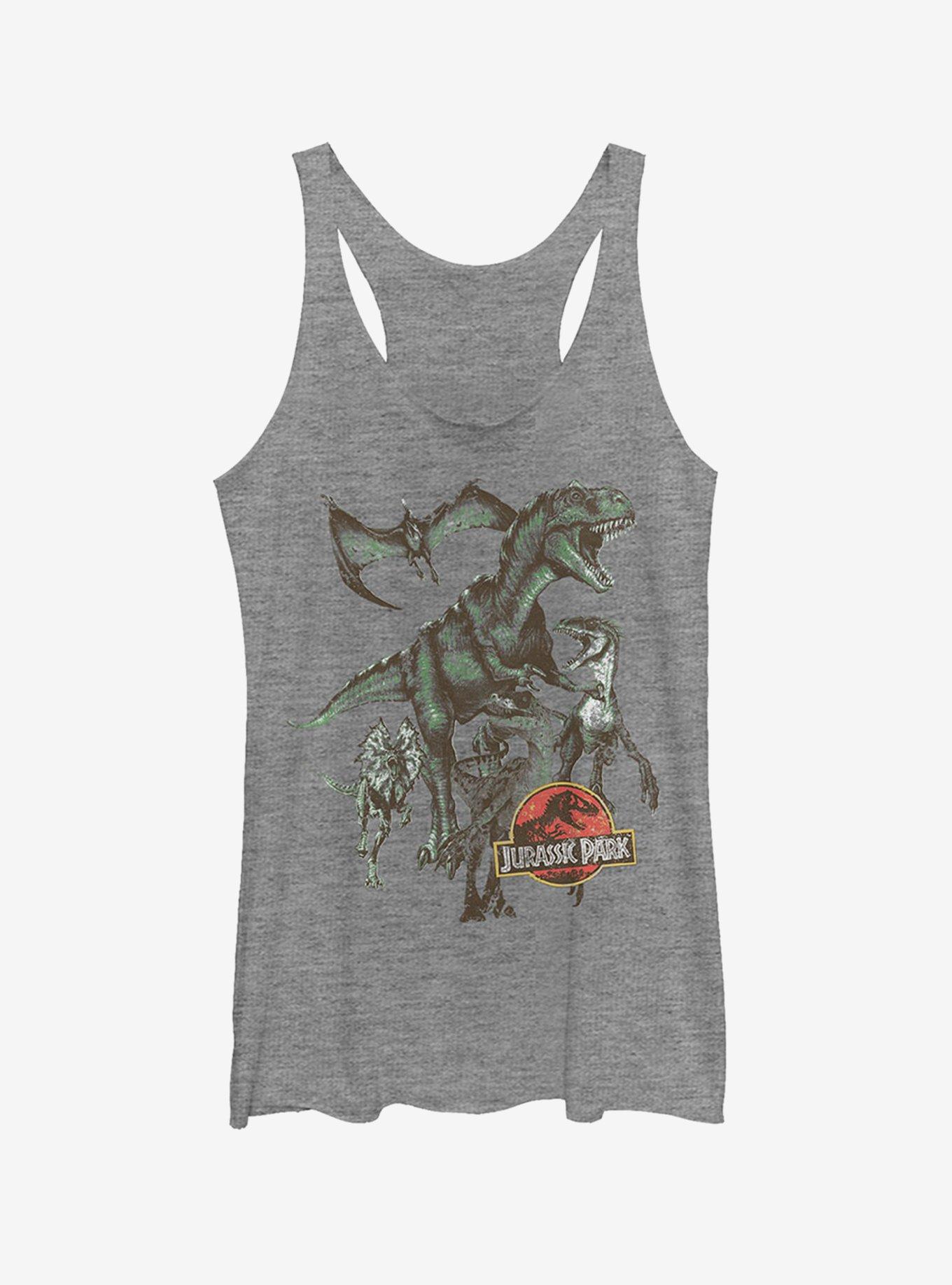 Vintage Dinosaur Stampede Girls Tank, GRAY HTR, hi-res