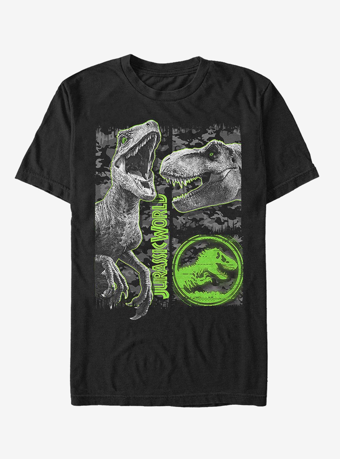 Jurassic World Fallen Kingdom Camo Print Dinosaurs T-Shirt, BLACK, hi-res