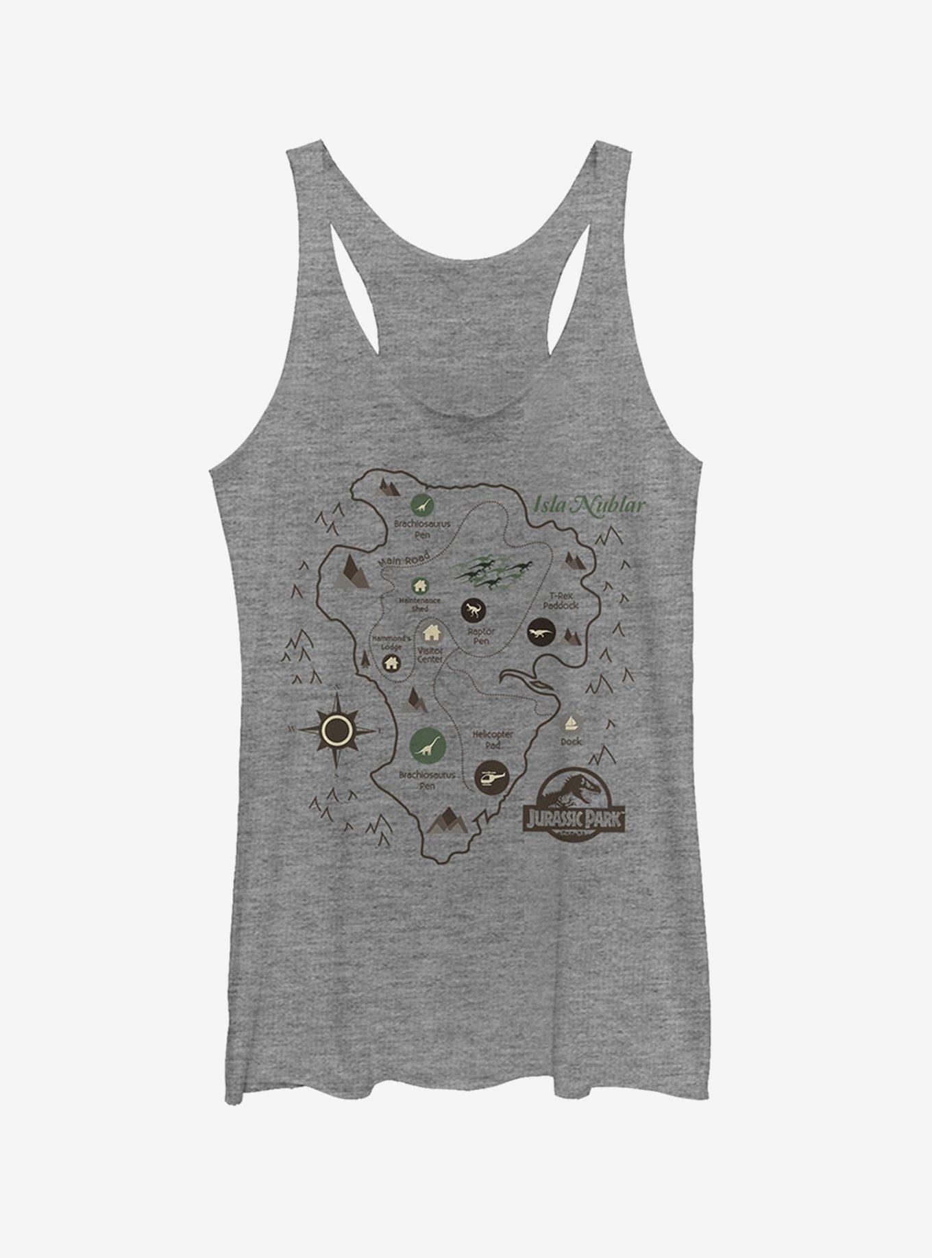 Isla Nublar Map Girls Tank, GRAY HTR, hi-res