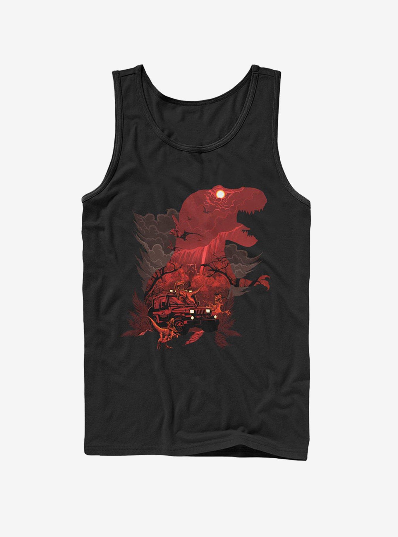 T. Rex Silhouette Tank, BLACK, hi-res