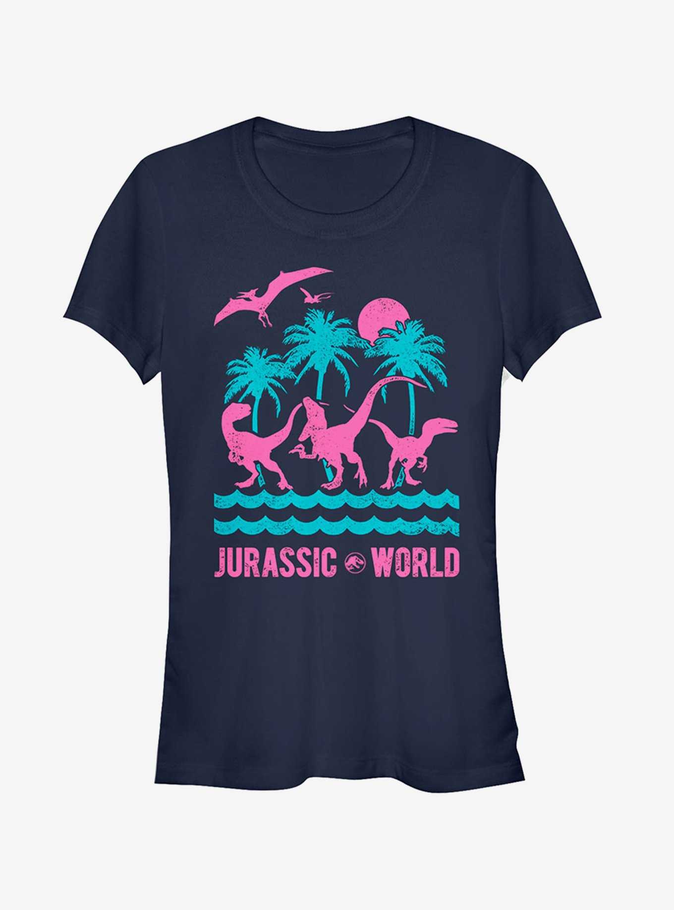 Jurassic World Fallen Kingdom Tropical Dinosaurs Girls T-Shirt, NAVY, hi-res