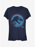 Retro T. Rex Circle Girls T-Shirt, NAVY, hi-res
