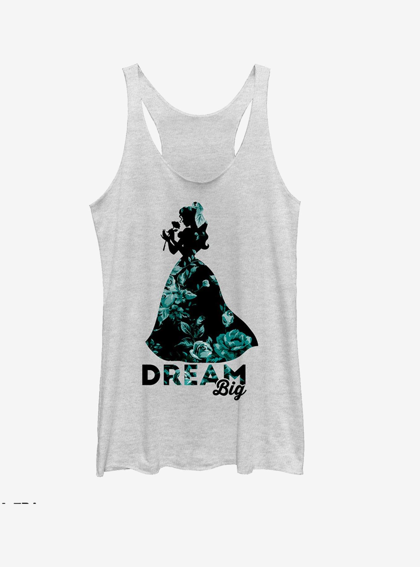 Disney Belle Dream Big Floral Print Girls Tank, WHITE HTR, hi-res