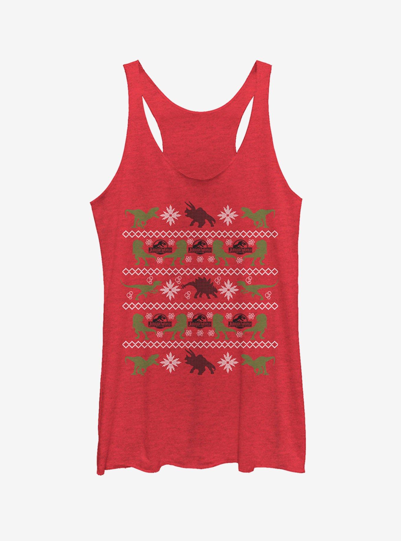 Velociraptor Ugly Christmas Sweater Girls Tank