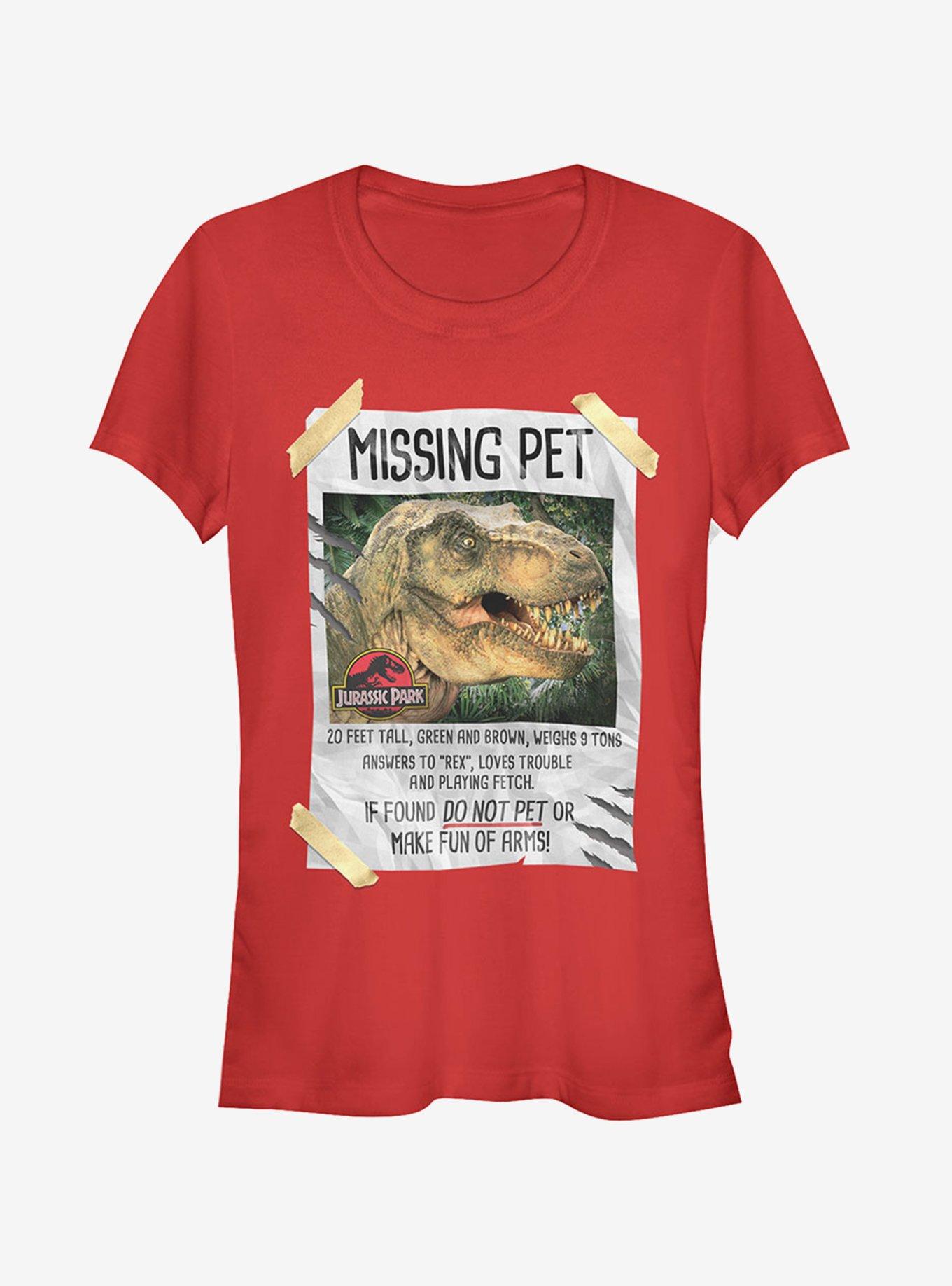 Jurassic Park T. Rex Missing Pet Girls T-Shirt, RED, hi-res