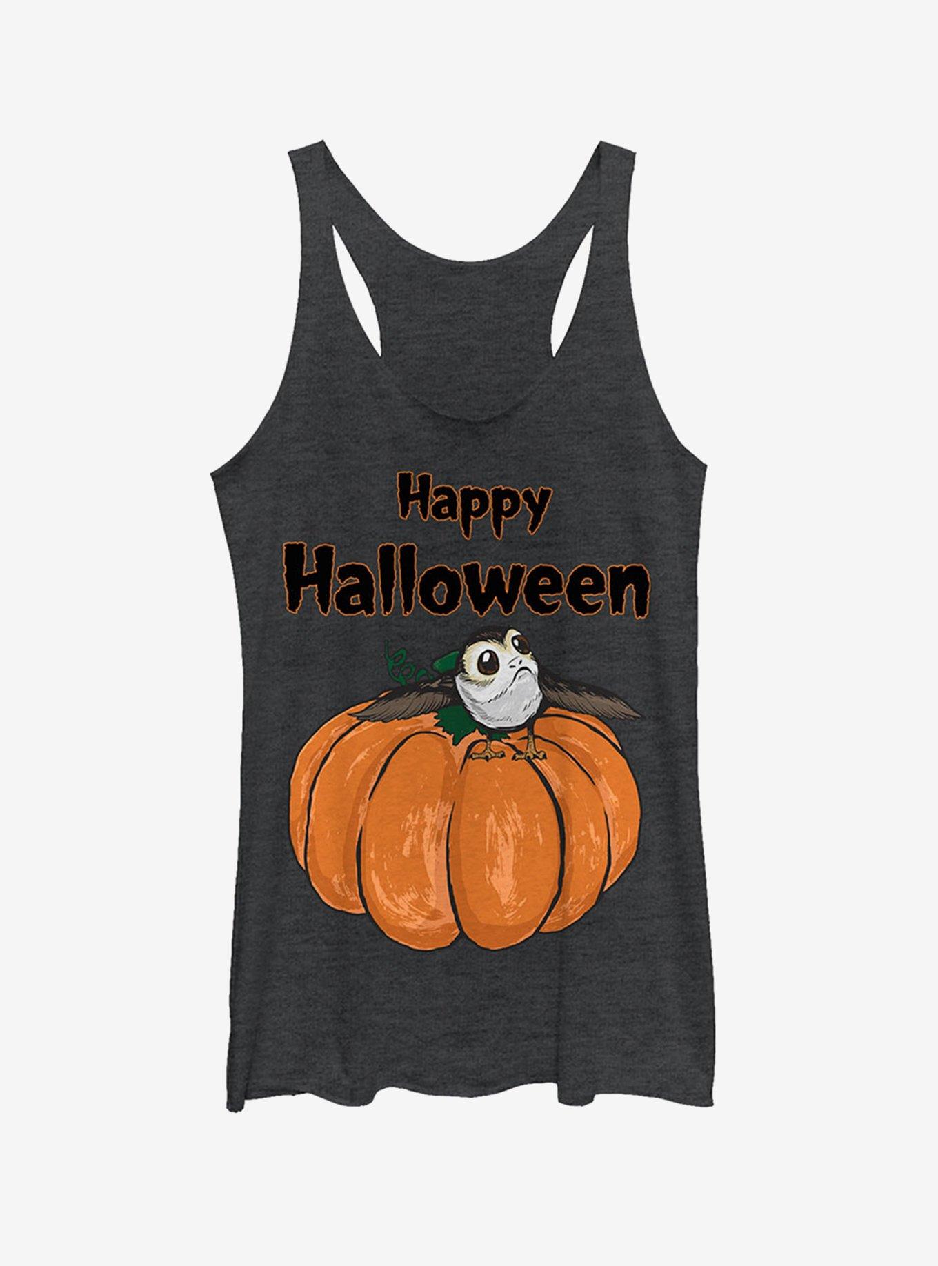 Happy Halloween Porg Girls Tank, BLK HTR, hi-res