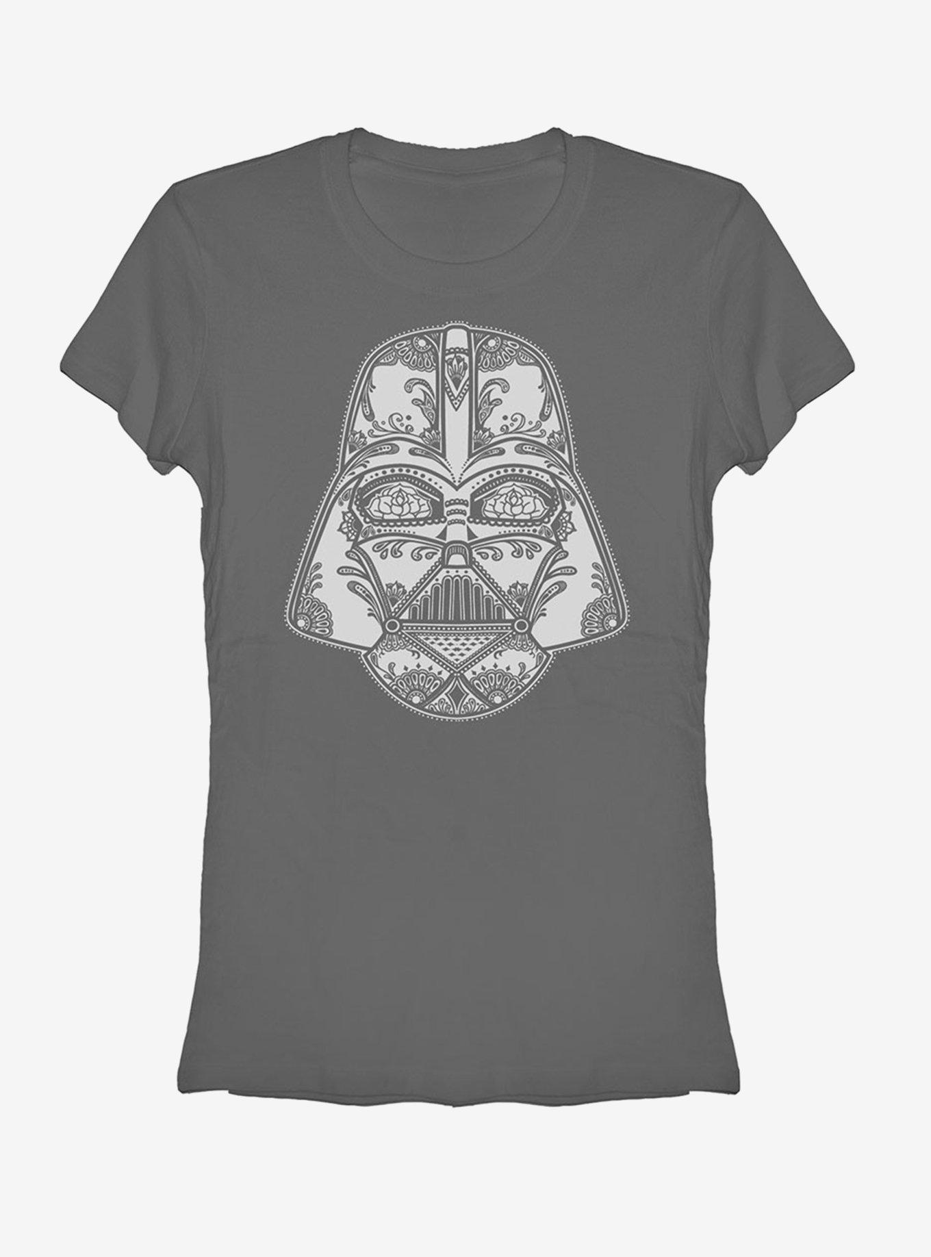 Sugar Skull Vader Helmet Girls T-Shirt, CHARCOAL, hi-res