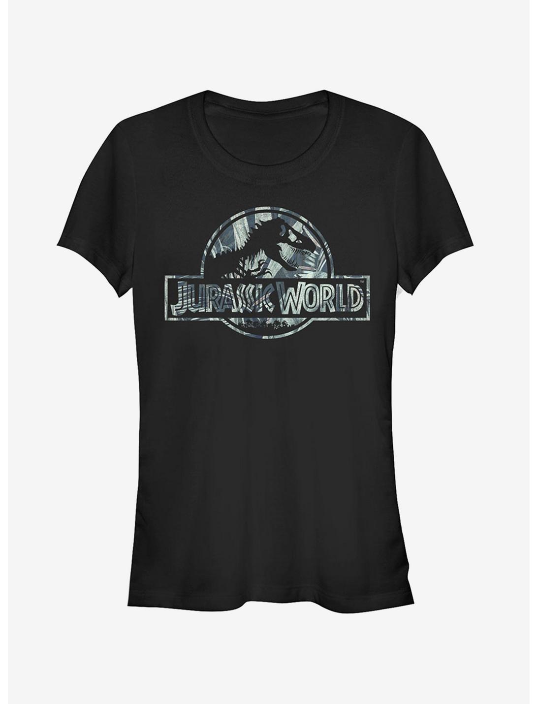Grayscale Tropical T. Rex Logo Girls T-Shirt, BLACK, hi-res