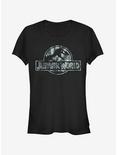 Grayscale Tropical T. Rex Logo Girls T-Shirt, BLACK, hi-res