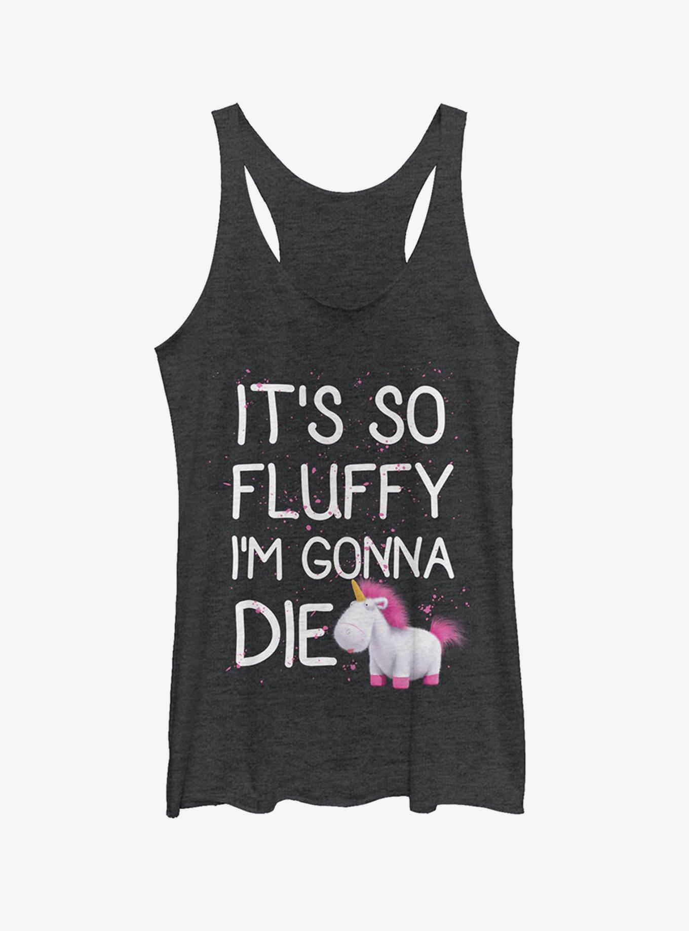 Agnes Fluffy Unicorn Spots Girls Tank, BLK HTR, hi-res