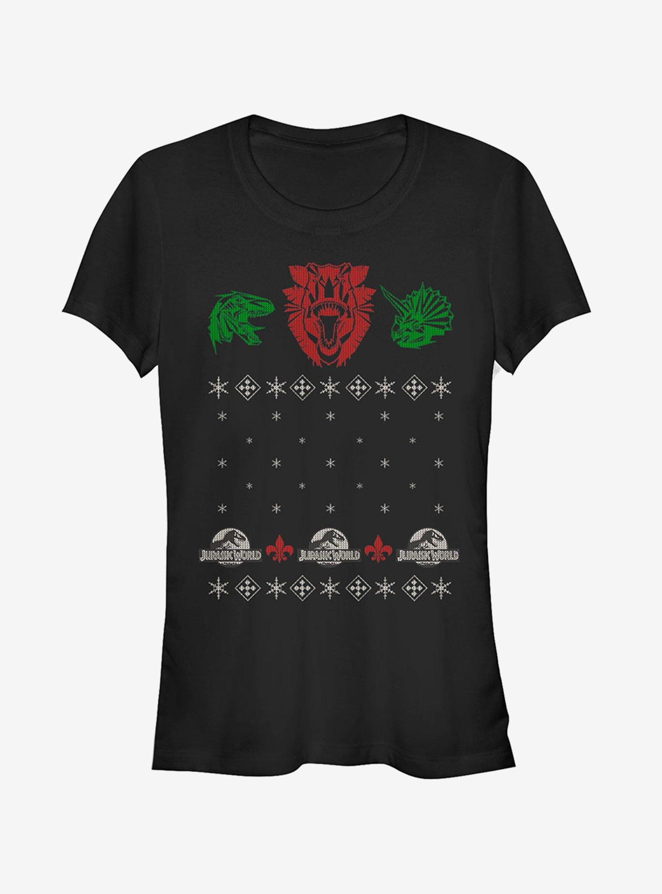 Hot Topic Ugly Christmas Sweater Raptor Girls T Shirt Brazos Mall