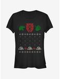 Ugly Christmas Sweater Raptor Girls T-Shirt, BLACK, hi-res