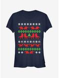 T. Rex Ugly Christmas Sweater Girls T-Shirt, NAVY, hi-res