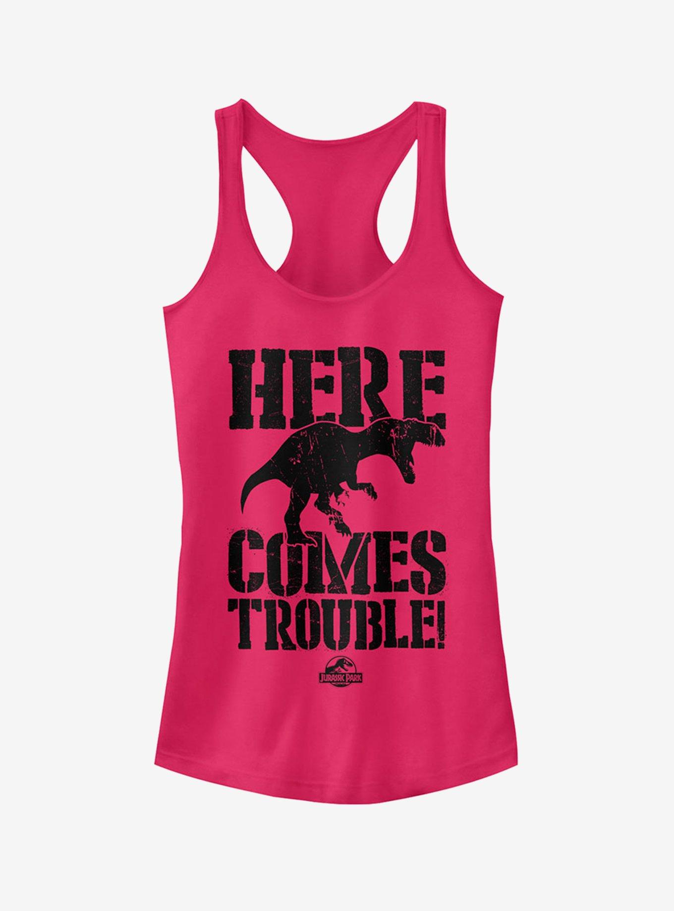 Here Comes Trouble Girls Tank, RASPBERRY, hi-res