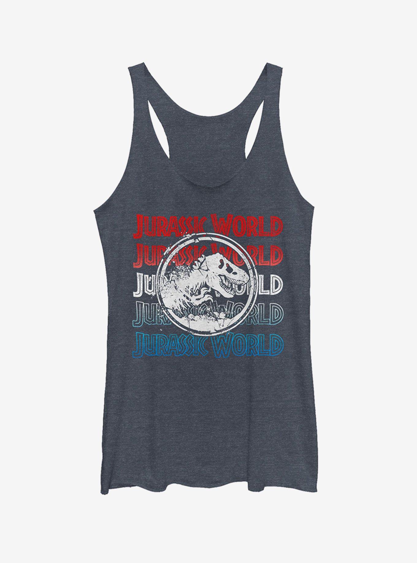 Jurassic World Fallen Kingdom 4th of July Logo Girls Tank, NAVY HTR, hi-res