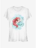 Disney Ariel Watercolor Print Girls T-Shirt, WHITE, hi-res