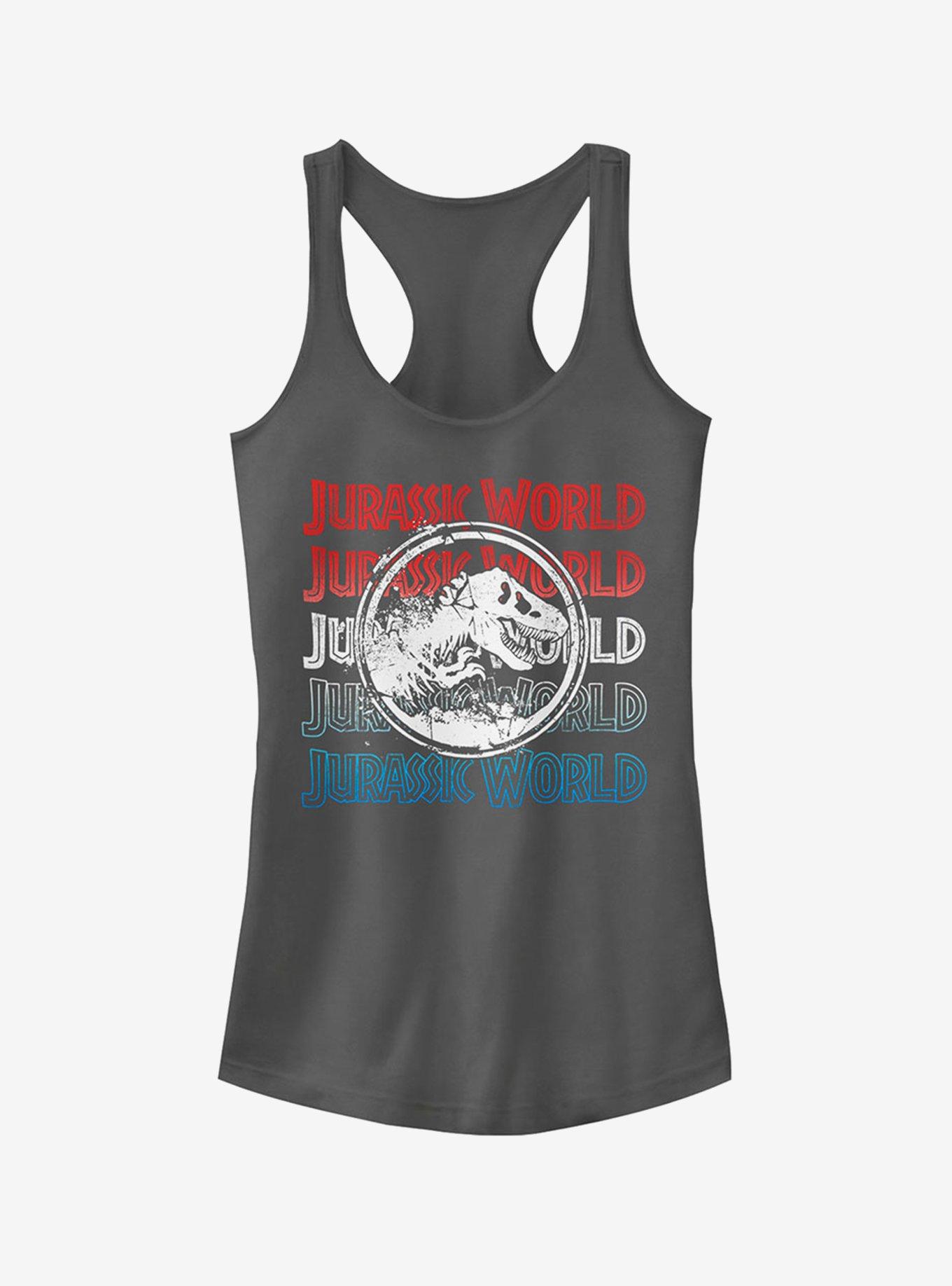 Jurassic World Fallen Kingdom 4th of July Logo Girls Tank, CHARCOAL, hi-res