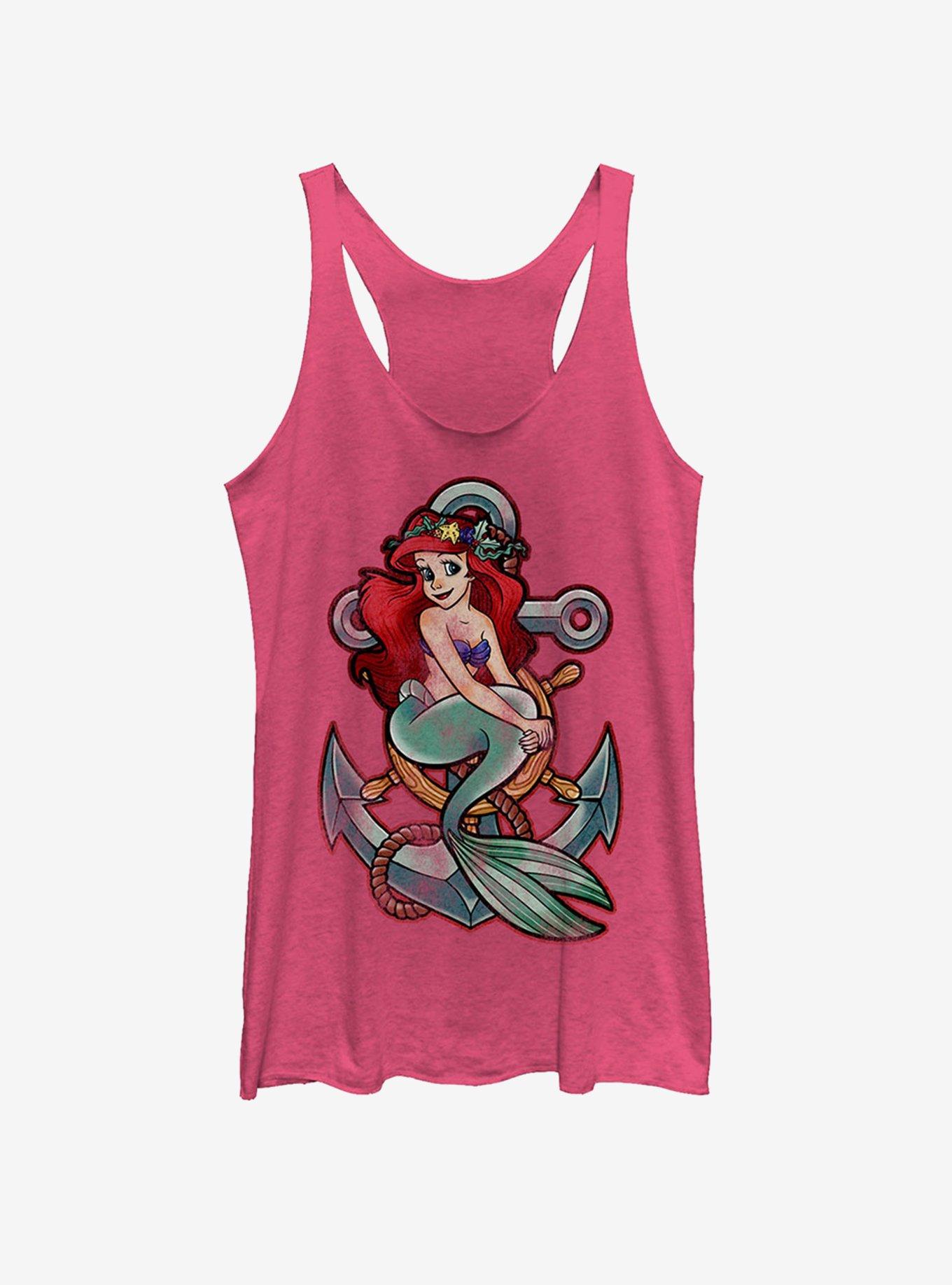 Disney Ariel Vintage Anchor Girls Tank, PINK HTR, hi-res