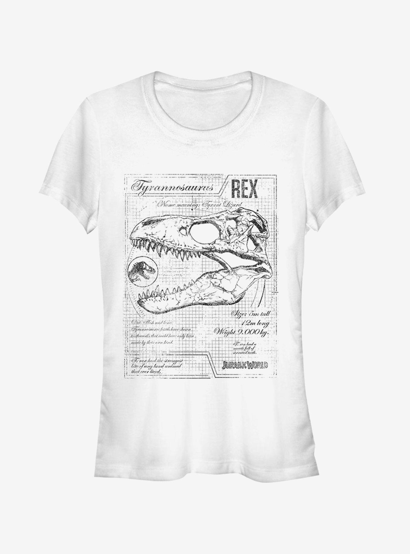 Jurassic World Fallen Kingdom T. Rex Schematics Girls T-Shirt, WHITE, hi-res