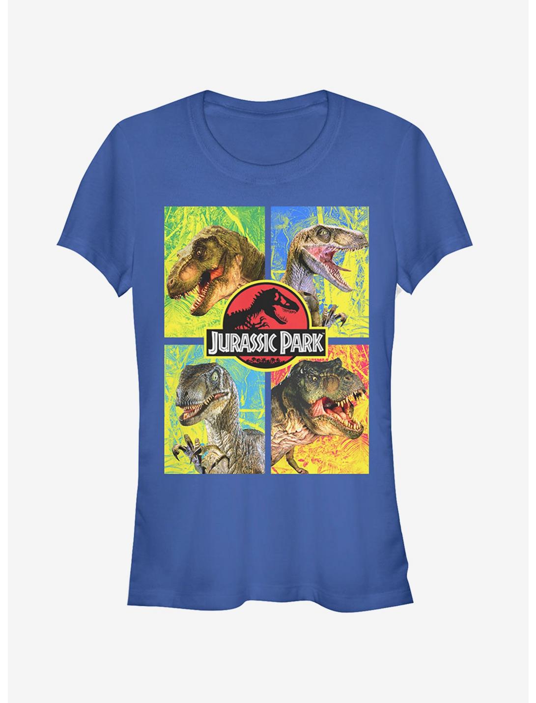 T. Rex and Velociraptor Girls T-Shirt, ROYAL, hi-res