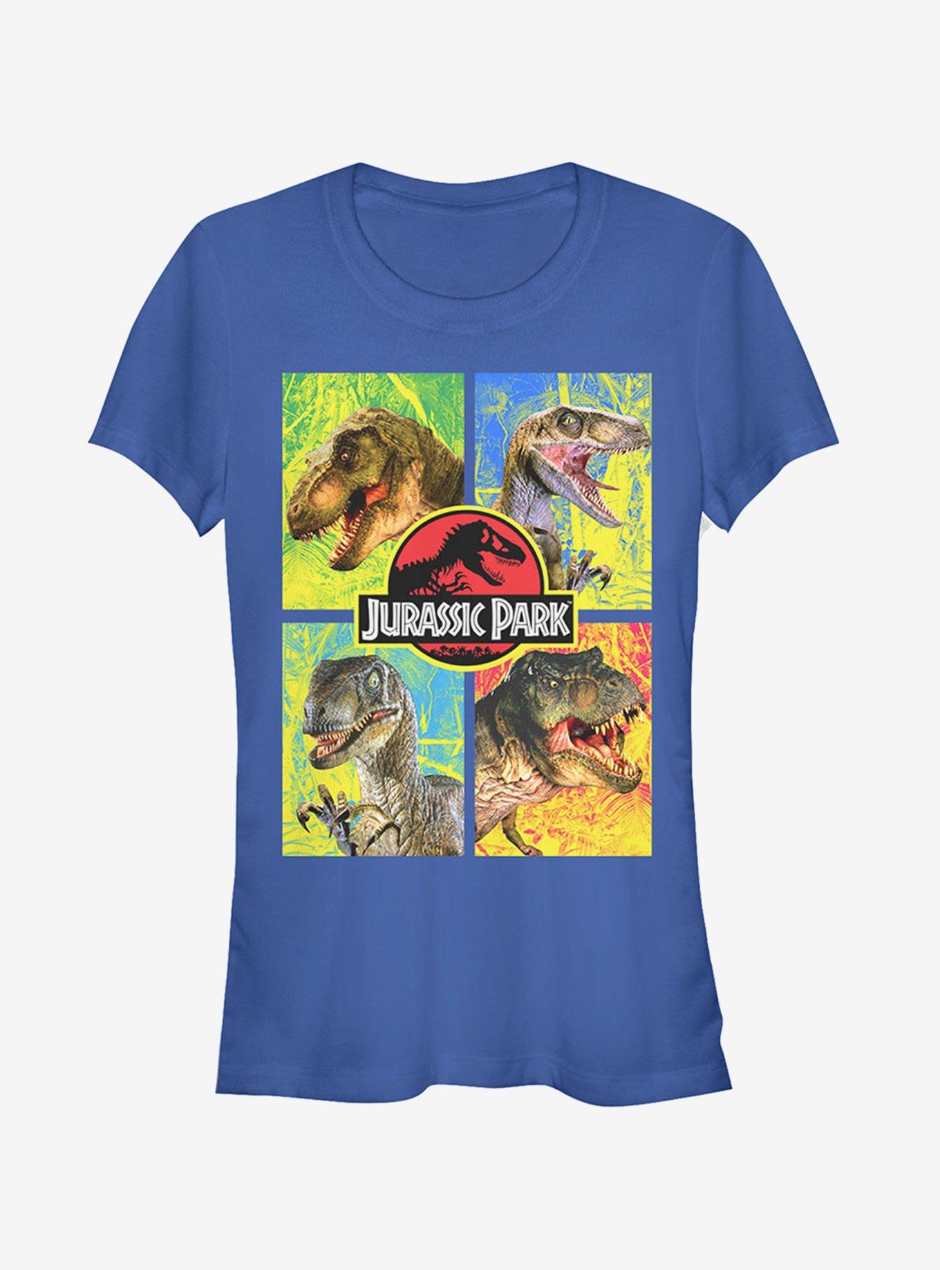 T. Rex and Velociraptor Girls T-Shirt, ROYAL, hi-res