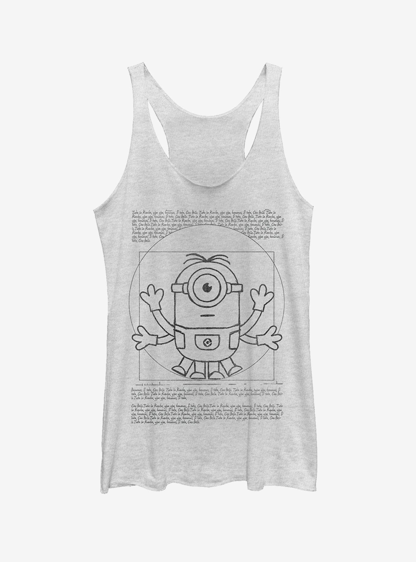 Minion da Vinci Man Girls Tank, WHITE HTR, hi-res