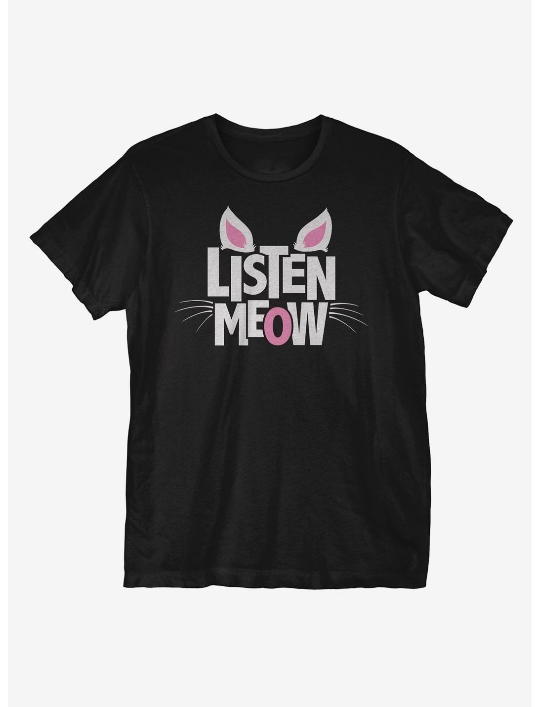 Listen Meow T-Shirt, BLACK, hi-res