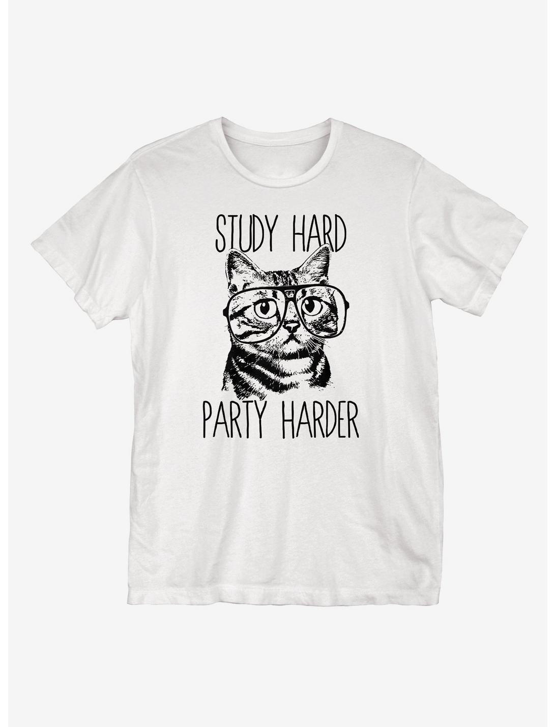 Study Hard Party Harder T-Shirt, WHITE, hi-res