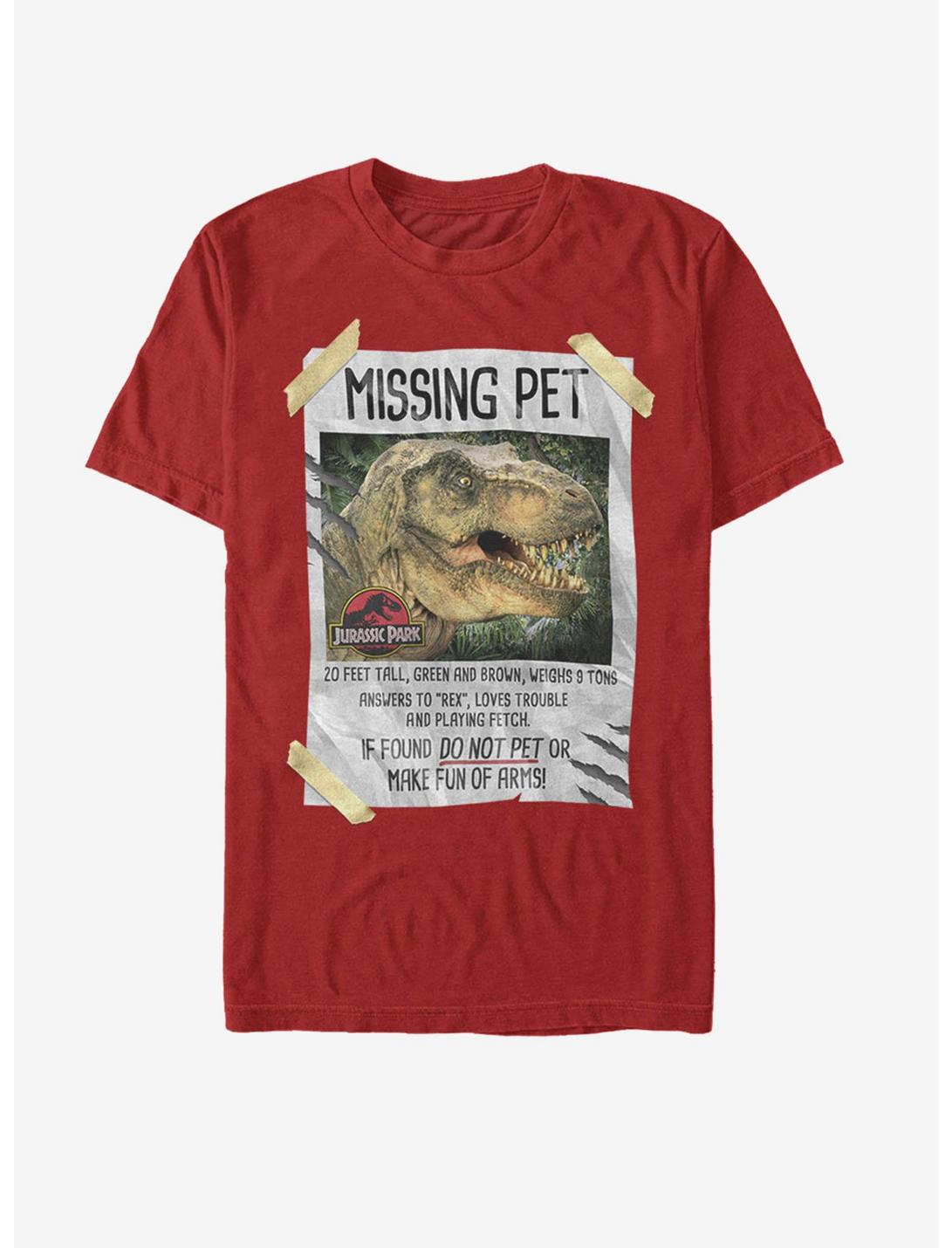 Jurassic Park Missing Pet T-Shirt, RED, hi-res