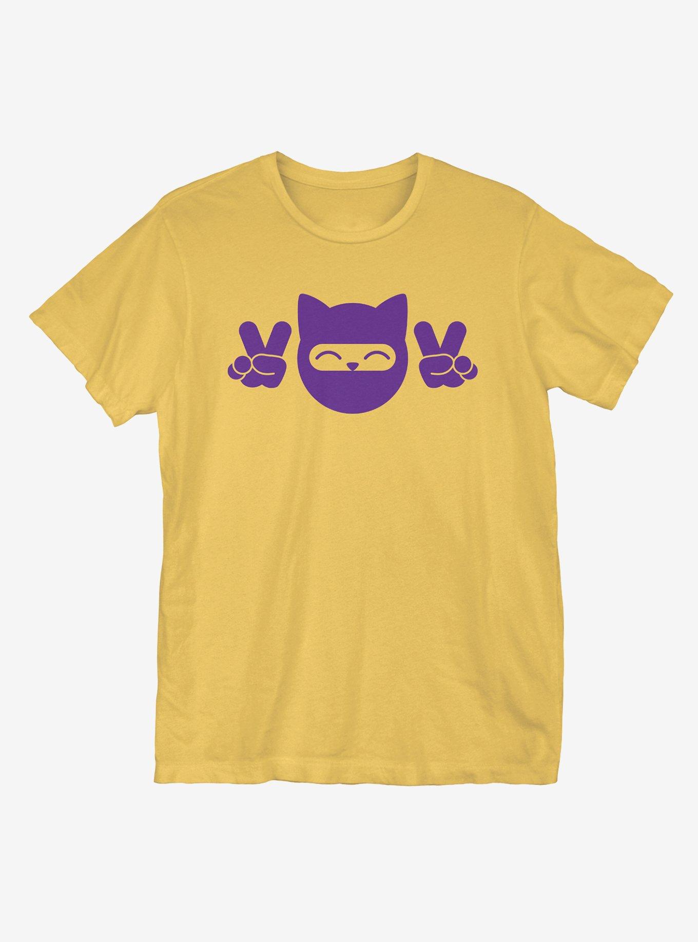 Peace Ninja Cat T-Shirt, SPRING YELLOW, hi-res