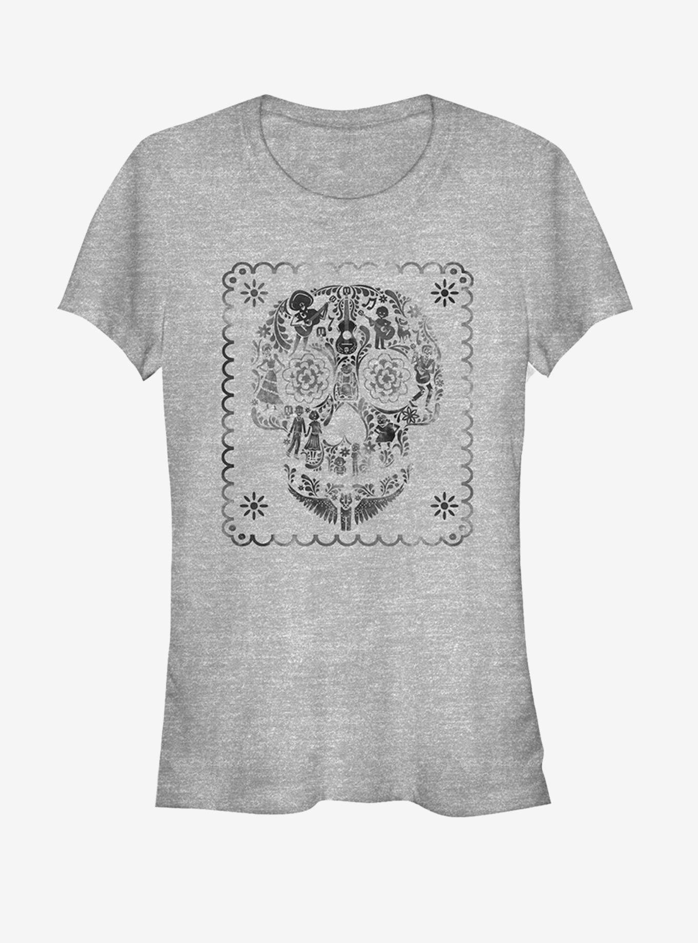 Disney Pixar Coco Sugar Skull Stamp Girls T-Shirt, ATH HTR, hi-res