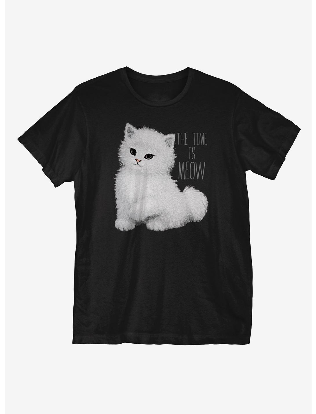 The Time is Meow T-Shirt, BLACK, hi-res