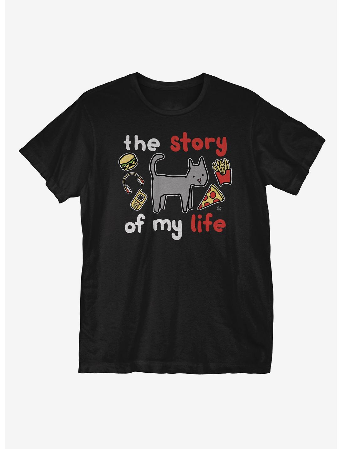 The Story of My Life Cat T-Shirt, BLACK, hi-res