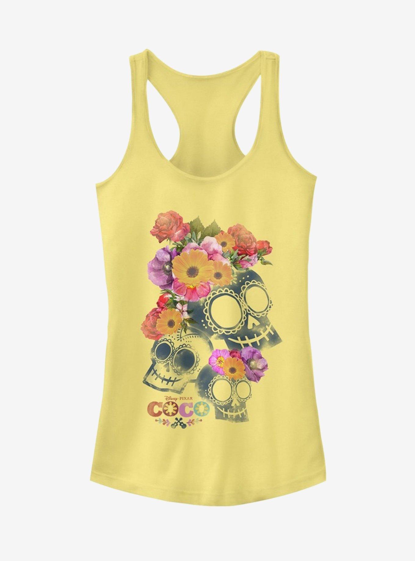 Disney Pixar Coco Floral Skeletons Girls Tank, BANANA, hi-res