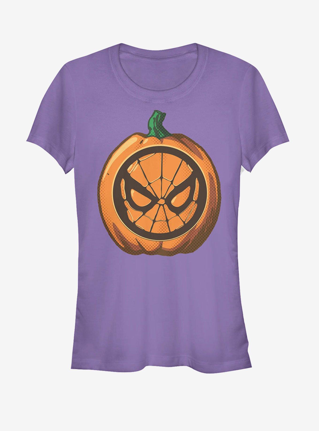 Marvel Halloween Spider-Man Mask Pumpkin Girls T-Shirt, PURPLE, hi-res