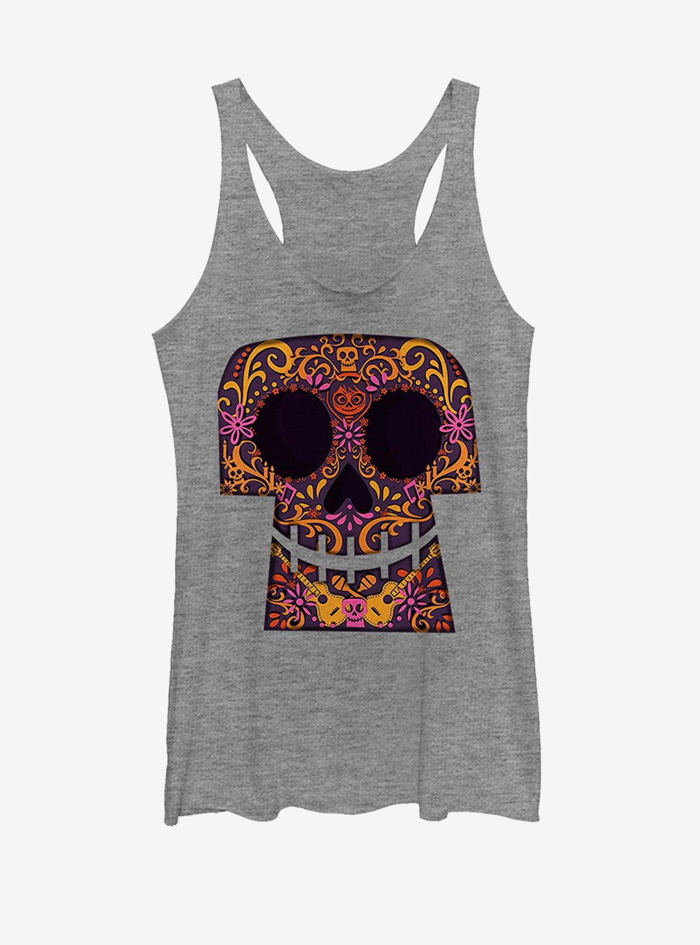 Disney Pixar Coco Sugar Skull Grin Girls Tank, GRAY HTR, hi-res