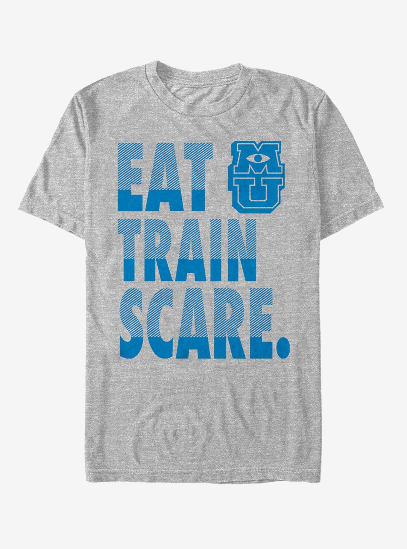 Disney Pixar Monsters Inc Eat Train Scare Motto T-Shirt, ATH HTR, hi-res