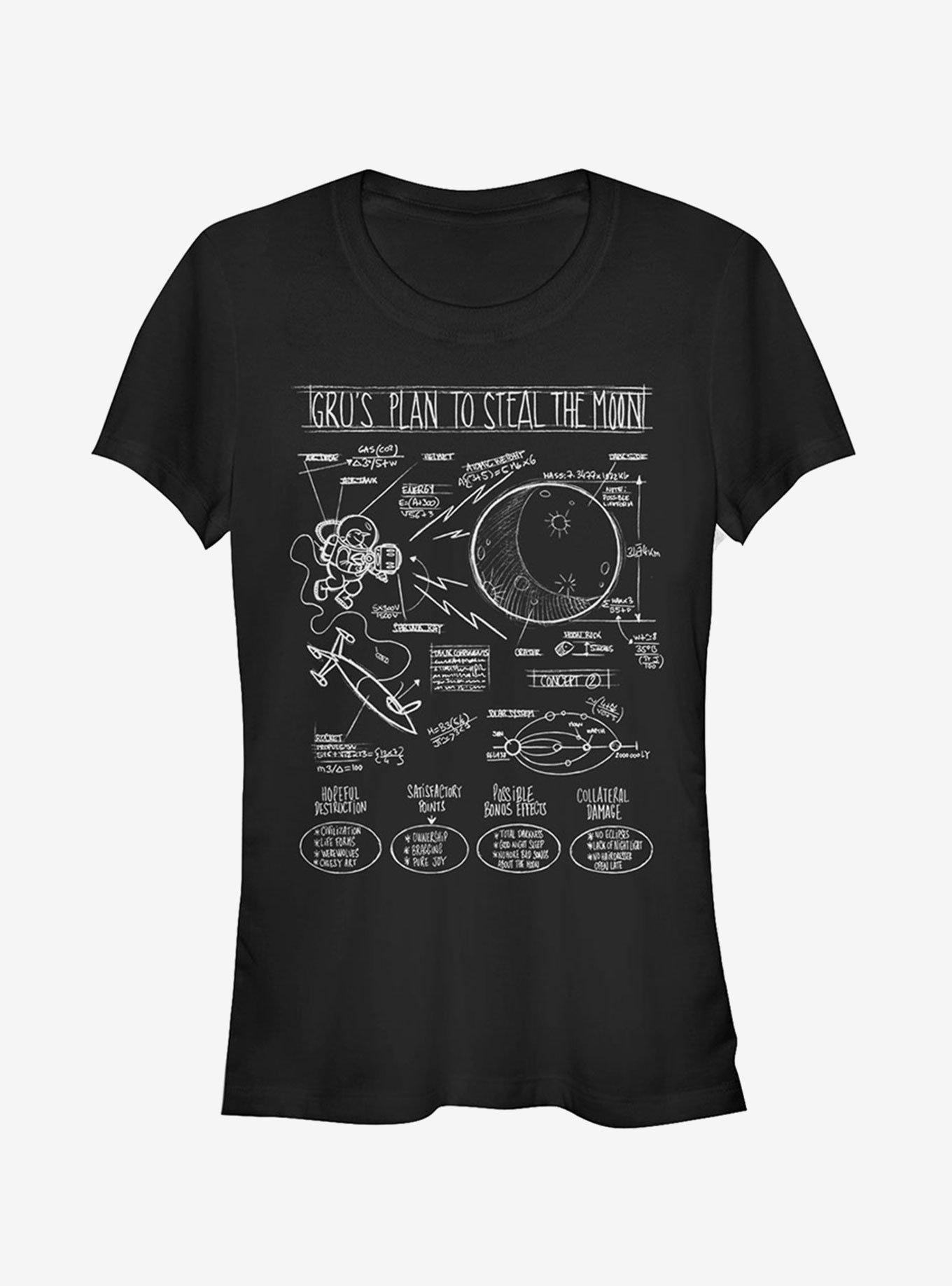 Minion Gru Plans to Steal Moon Girls T-Shirt, BLACK, hi-res