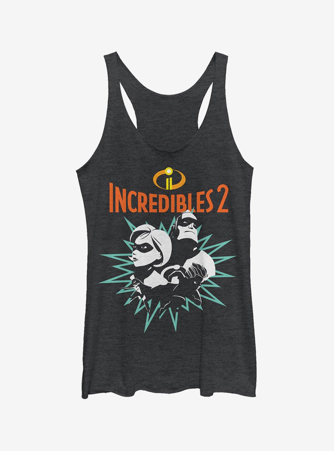 Disney Pixar The Incredibles Heroic Parents Girls Tank Top, BLK HTR, hi-res