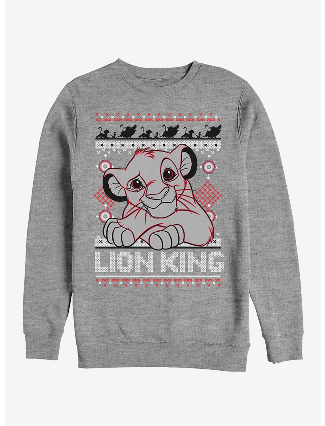 Disney Lion King Simba Ugly Christmas Sweater Print Sweatshirt, ATH HTR, hi-res