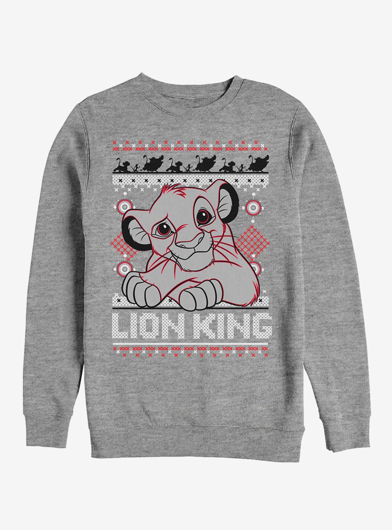 Disney Lion King Simba Ugly Christmas Sweater Print Sweatshirt, ATH HTR, hi-res