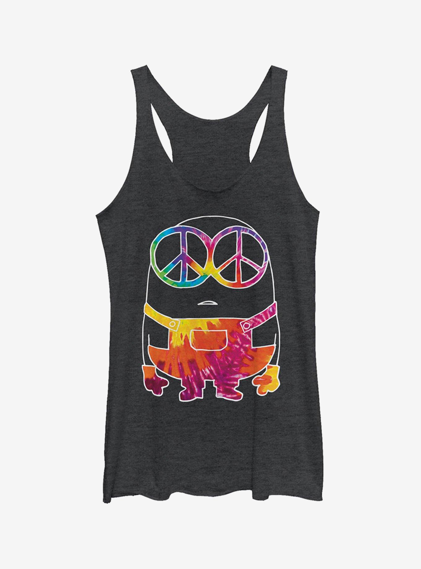 Minion Tie-Dye Girls Tank Top, BLK HTR, hi-res